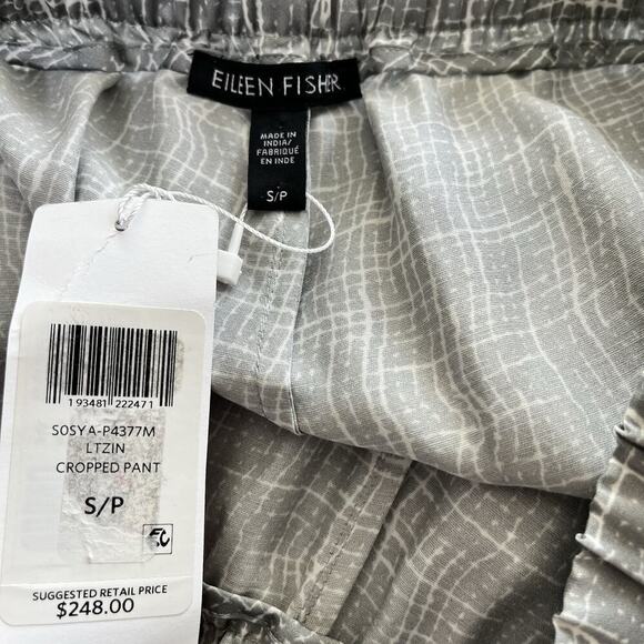 Eileen Fisher Silk Blend Wide Leg Cropped Pants Size S Gray Lightweight Capsule - Picture 4 of 5
